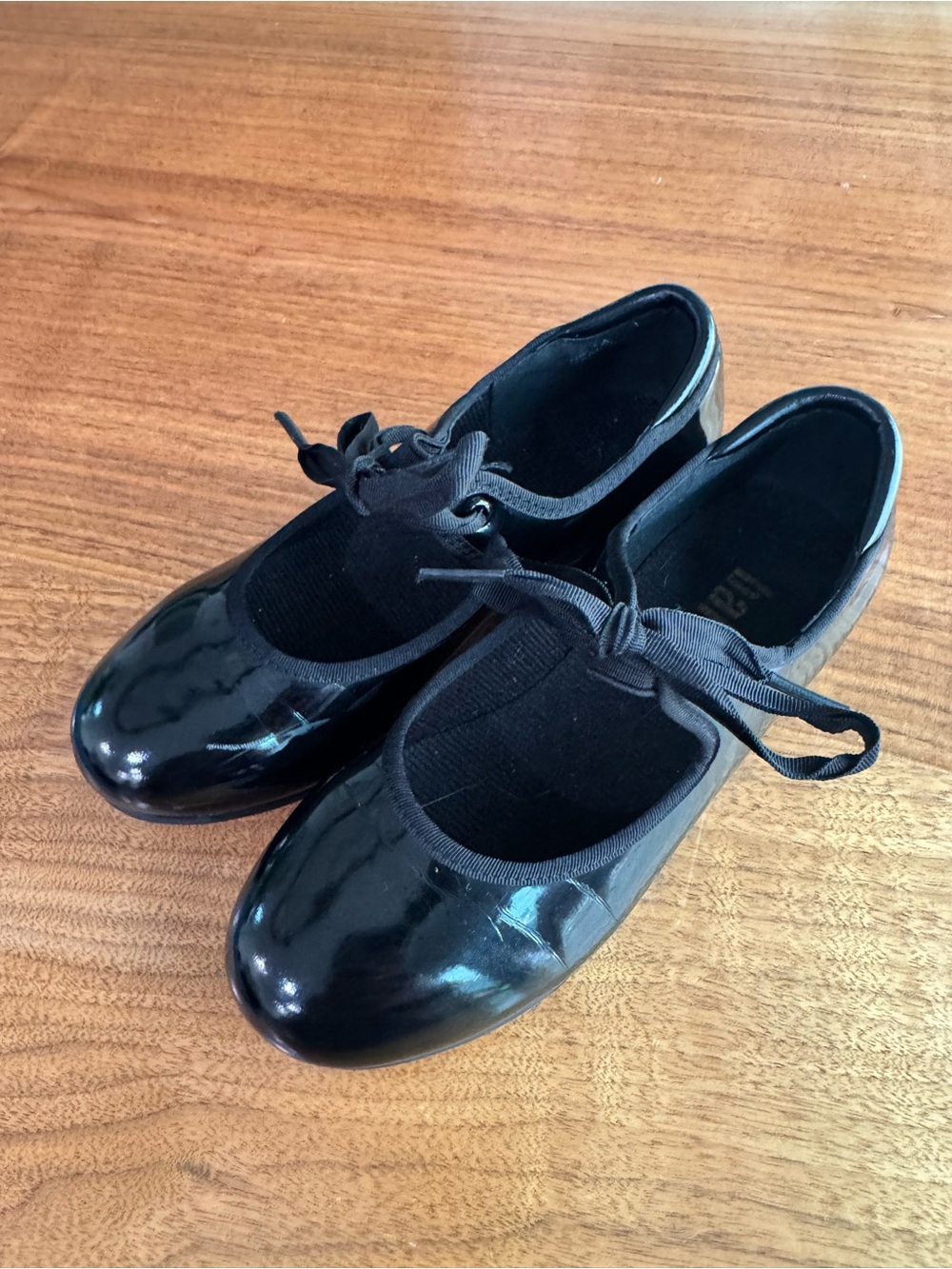 EUC Balera Kids Black Patent Lace Up Tap Dance Shoes Size 2A